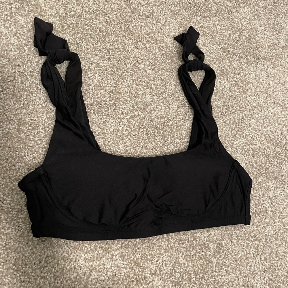 J. Crew Tie Shoulder Scoop Neck Bikini Top NEW Black